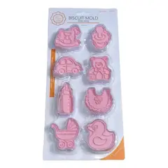 GENERICO - Cortador Galletas Baby Shower / Bautizo 8 pcs