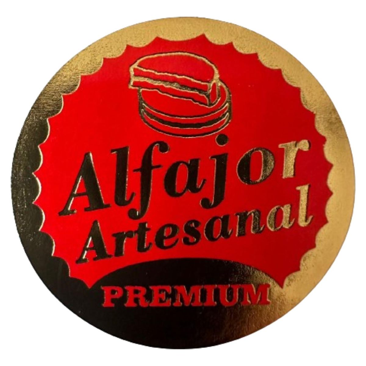 GENERICO - Sticker Alfajor Rojo Dorado 100 unidades 38mm