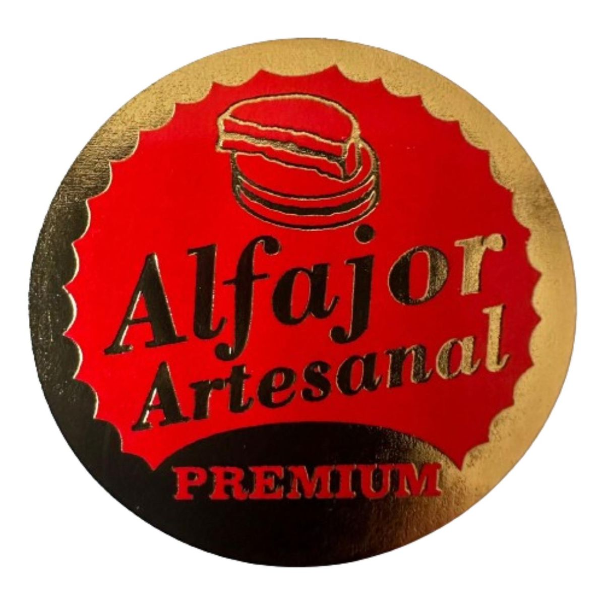 GENERICO - Sticker Alfajor Rojo Dorado 100 unidades 38mm