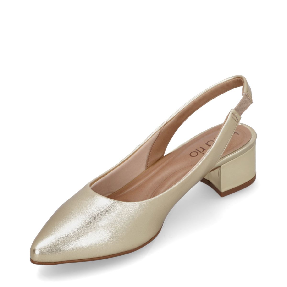BEIRA RIO - Zapato Mujer Taco Ancho Metalizado Gold Beira Rio