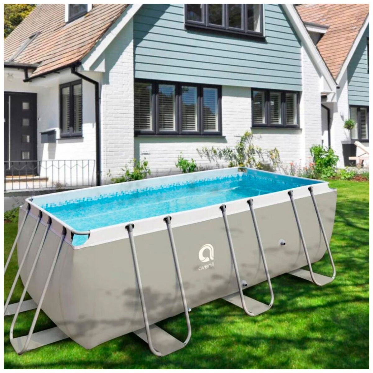 AVENLI - Piscina Rectangular con Filtro Gris 122x207x400 cm 8870 L
