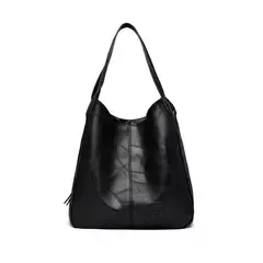 IMPORTCLICK - Cartera Bolso Negro Ecocuero 33x32x12 CM