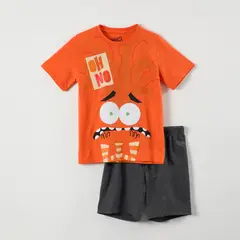 DISNEY - Pijama Corto Unisex Infantil Intensamente Naranjo