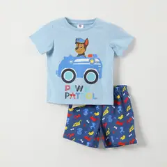 PAW PATROL - Pijama Corto Niño Auto Celeste