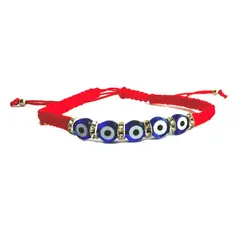 GENERICO - Pulsera Hilo Rojo 5 Ojos turcos y circones