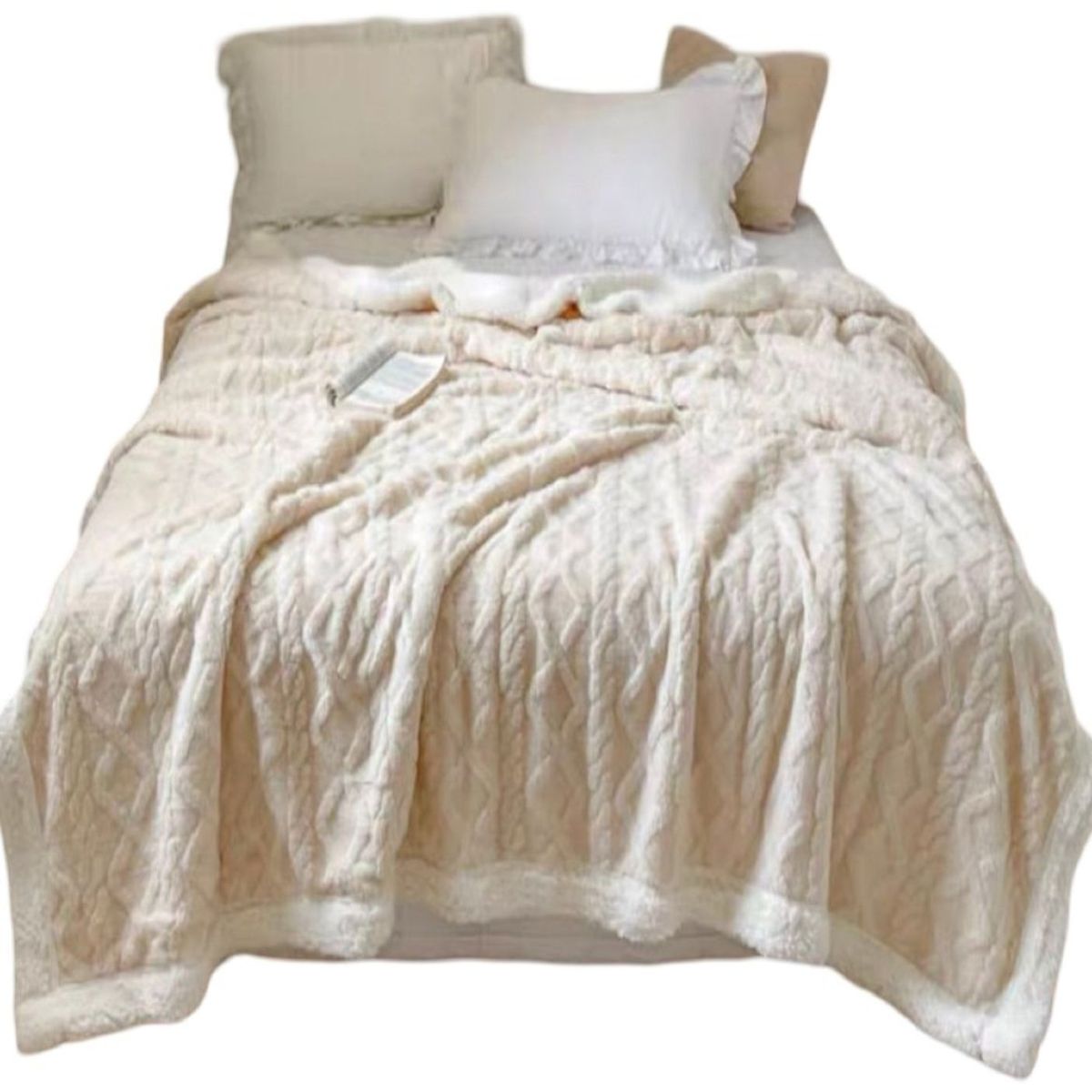 GENERICO - FRAZADA DE PLUSH Y SHERPA ELEGANTE