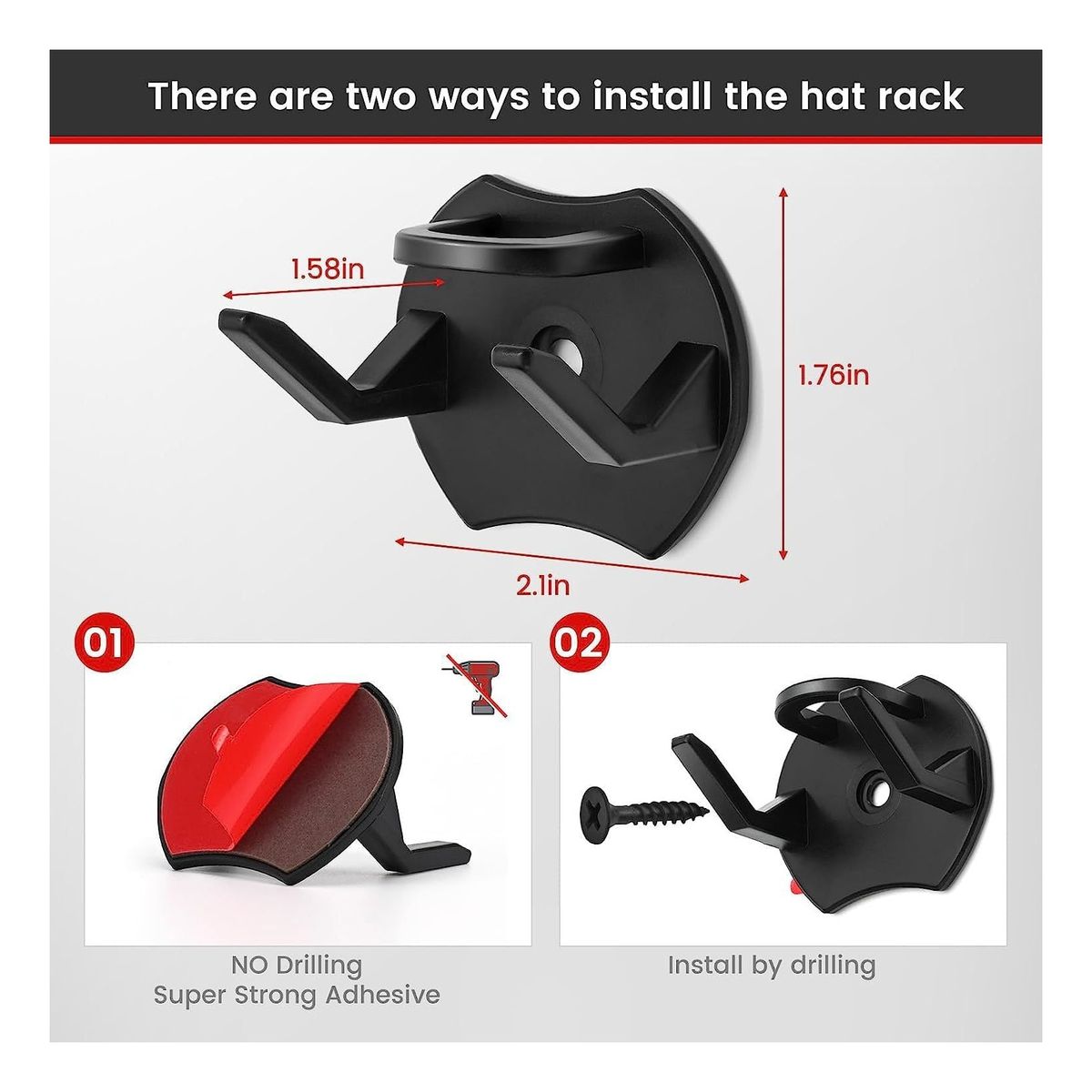 ATURE - Pack 10u Organizador Gancho Para Colgar Gorras De Béisbol