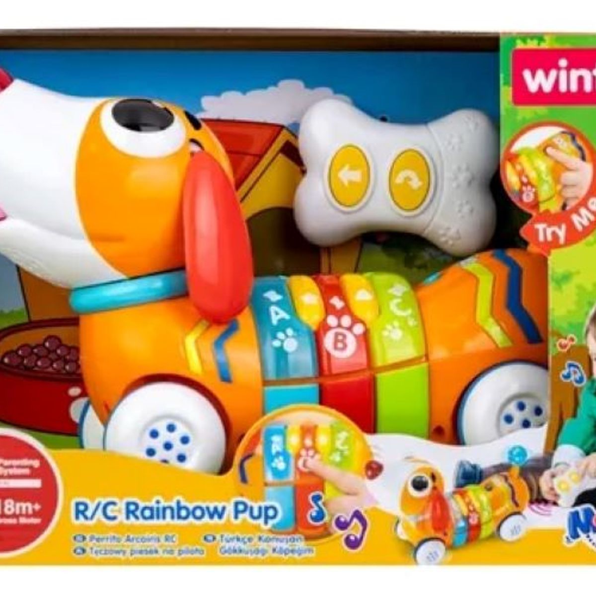 WINFUN - Cachorro Arcoíris Radio Control Camina Conmigo