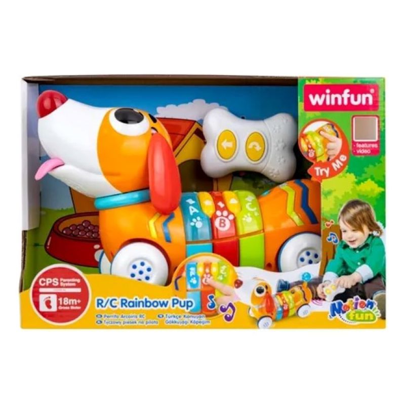 WINFUN - Cachorro Arcoíris Radio Control Camina Conmigo