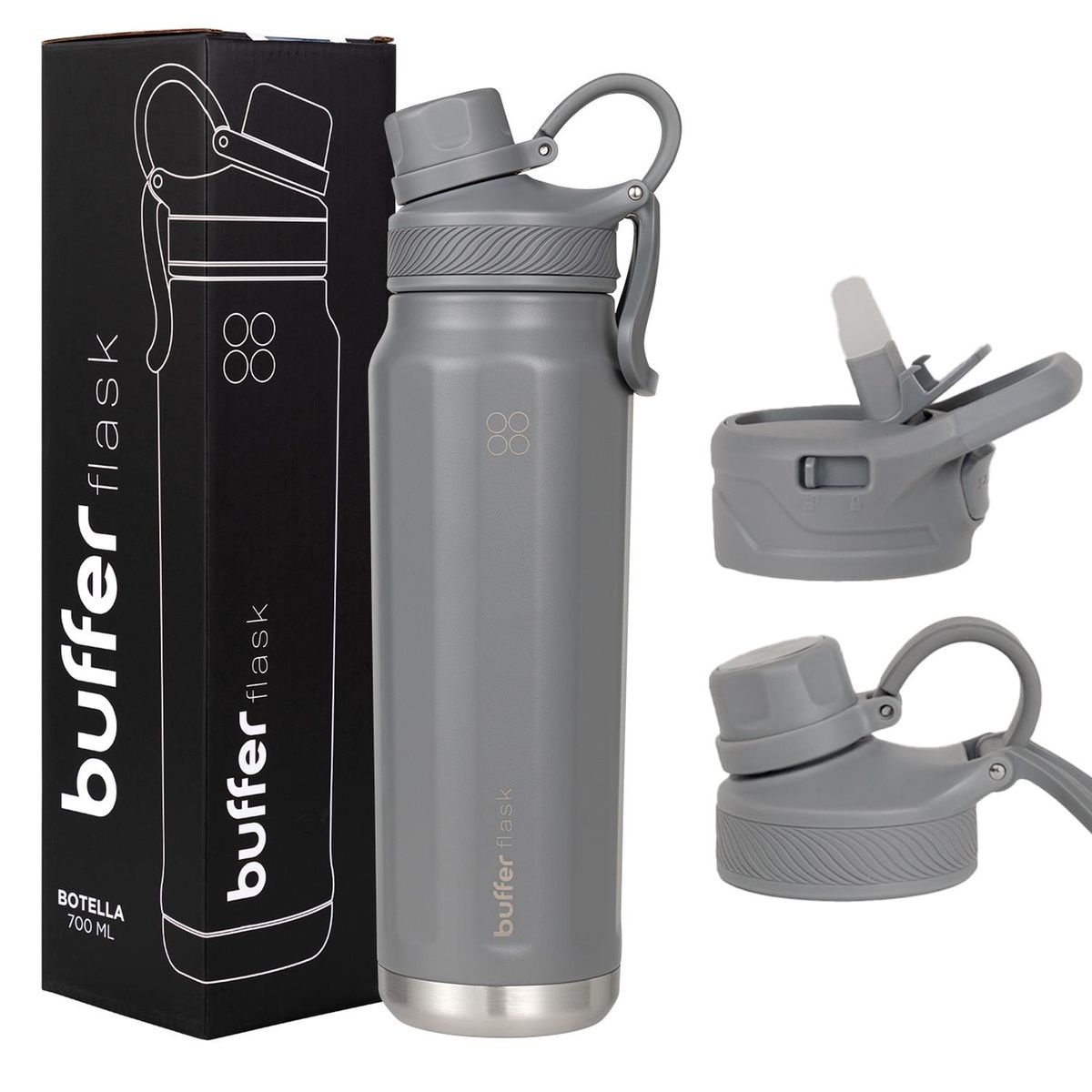 BUFFER FLASK - Termo Botella Agua Termica Acero Inox Buffer+Tapa - Gris