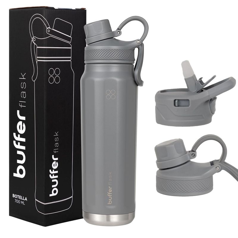 BUFFER FLASK - Termo Botella Agua Termica Acero Inox Buffer+Tapa - Gris