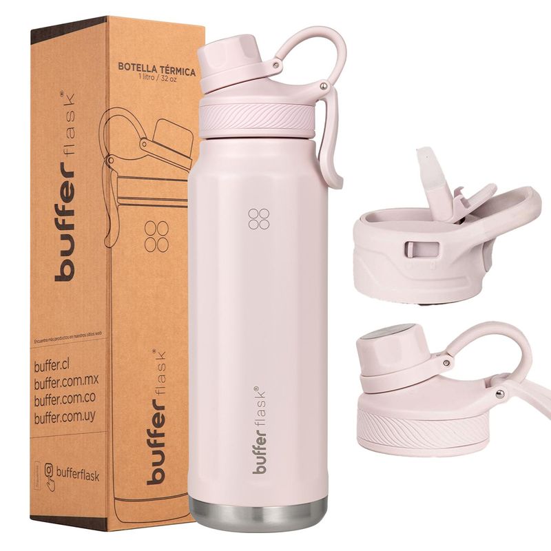 BUFFER FLASK - Termo Botella Agua Termica Acero Inox Buffer 1lt - Rosa