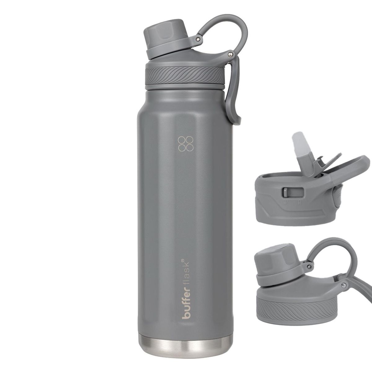 BUFFER FLASK - Termo Botella Termica Agua Inox Buffer 1L+Tapas Gris oscuro