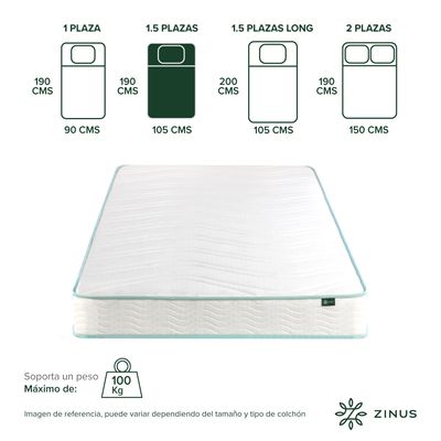 Imagen 2 del producto Colchón 1.5 Plazas 105x190x15cm de Resortes Bonell
