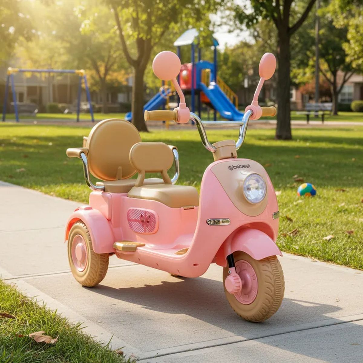 BEBESIT - Moto Scooter Eléctrica Doble Rosa Bebesit