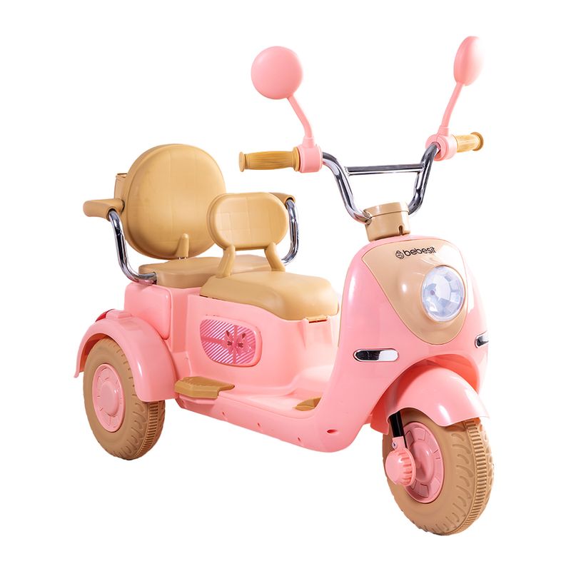 BEBESIT - Moto Scooter Eléctrica Doble Rosa Bebesit