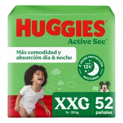 HUGGIES - Pack Pañales Active Sec XXG por 52 unidades