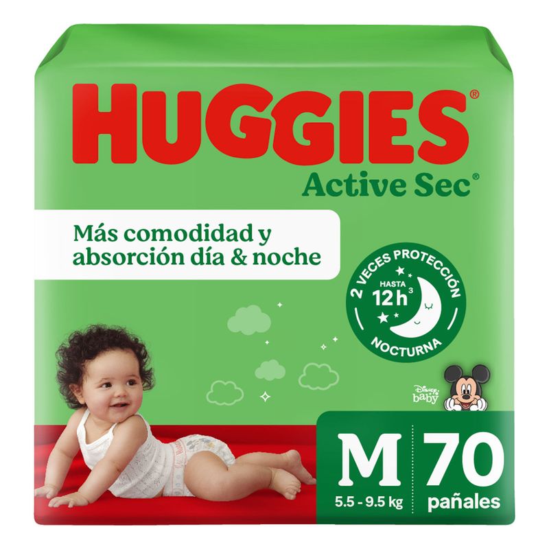 HUGGIES - Pack Pañales Huggies Active Sec M por 70 unidades