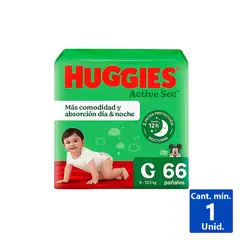 HUGGIES - Pack Pañales Active Sec G por 66 unidades
