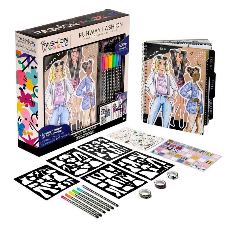 FASHION ANGELS - Libreta Cuaderno Portafolio Lapices Sticker Fashion Angels