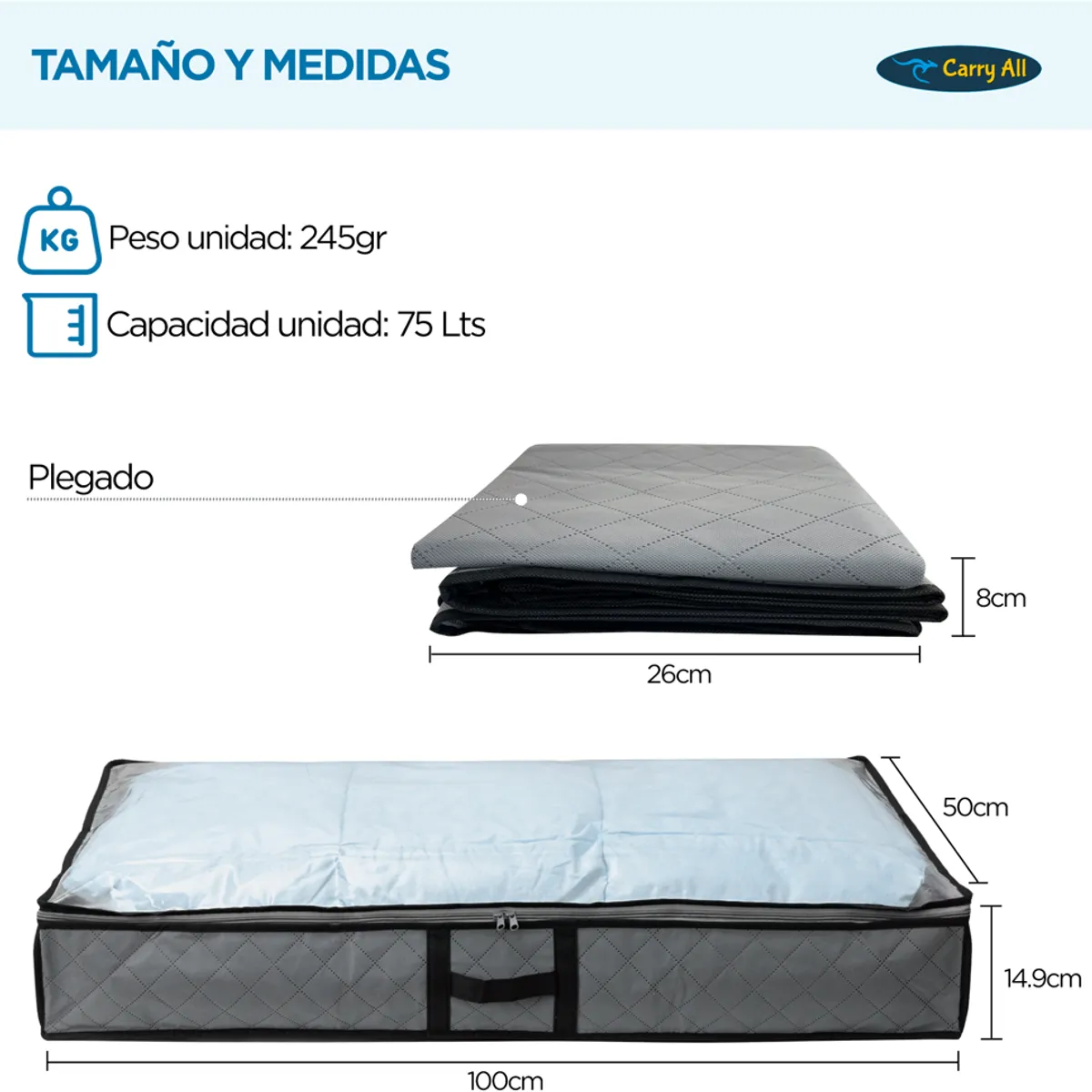 CARRY ALL - Pack 2 Bolsas Organizadoras Bajo Cama Carry All®  75lts