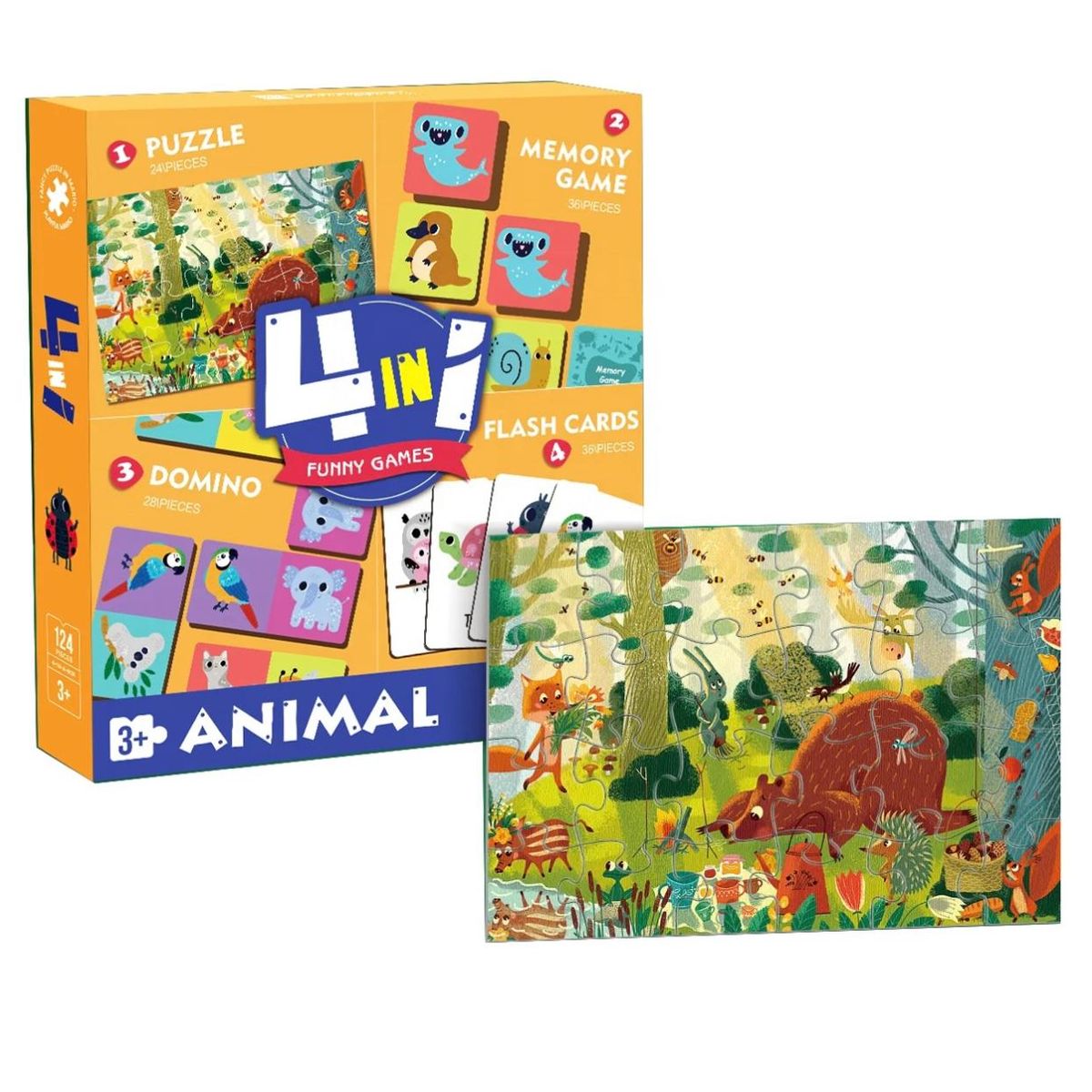 GENERICO - Juego Puzzle-memoria-domino-carta niños  ANIMALES