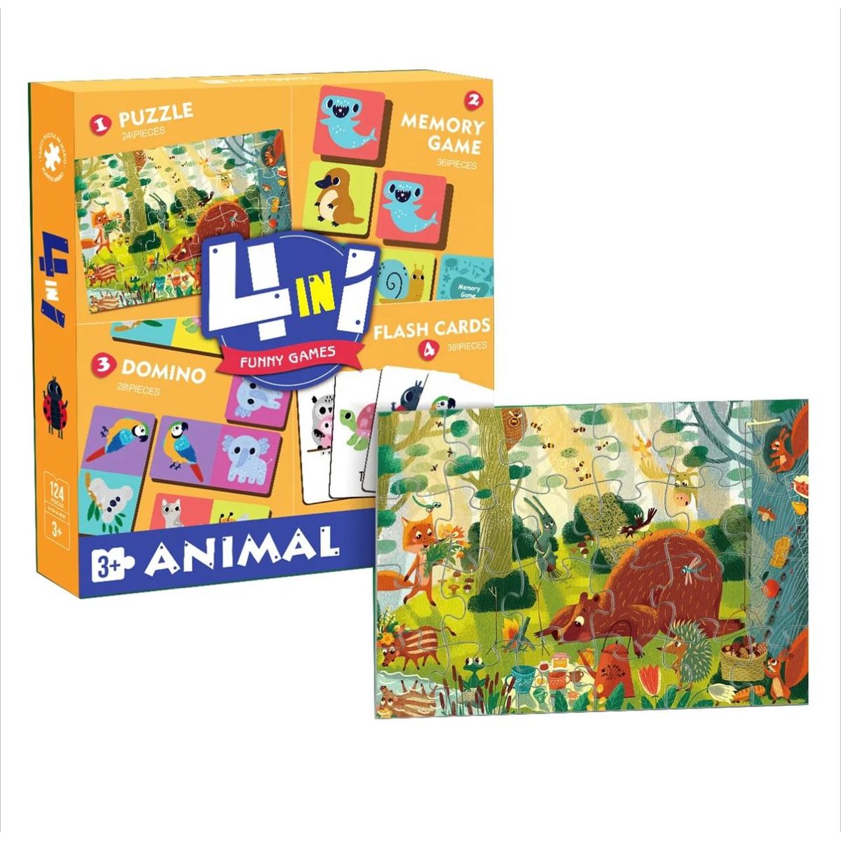 GENERICO - Juego Puzzle-memoria-domino-carta niños  ANIMALES