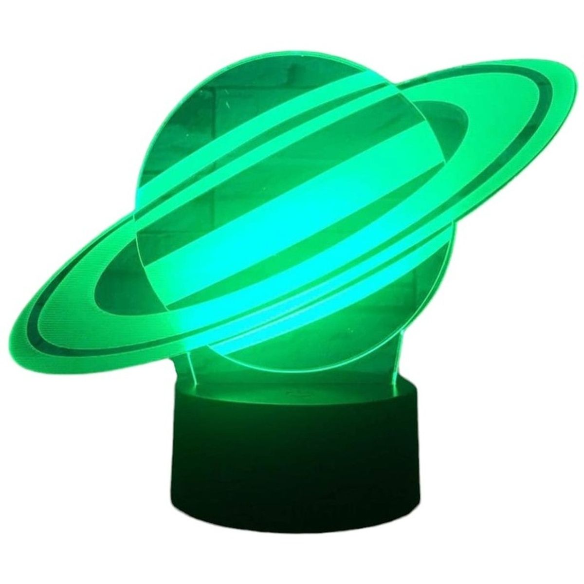GENERICO - Lampara Ilusión 3D Saturno De 7 Colores