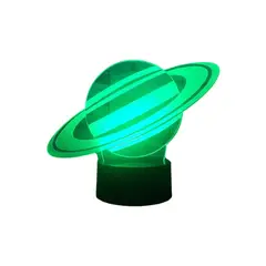 GENERICO - Lampara Ilusión 3D Saturno De 7 Colores