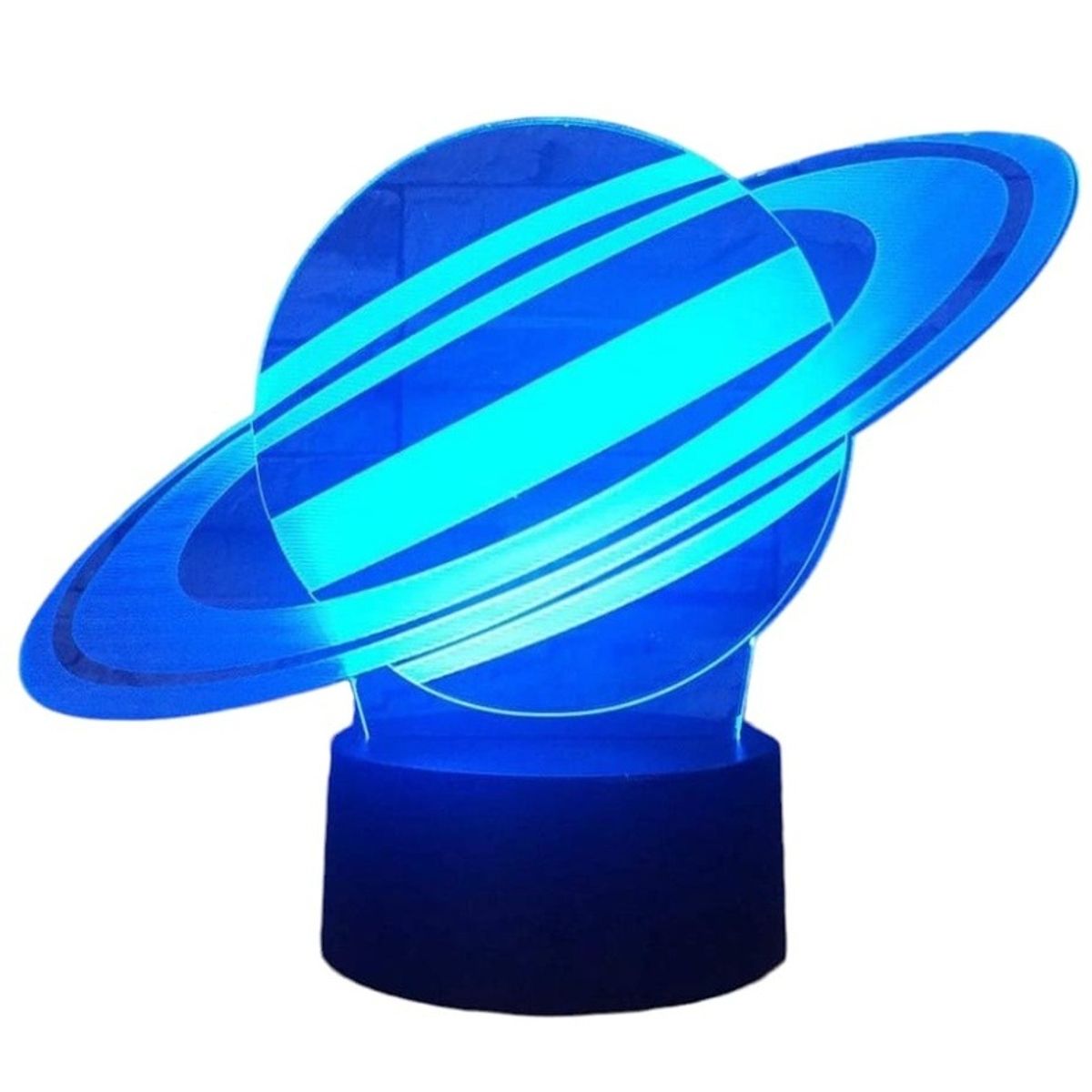 GENERICO - Lampara Ilusión 3D Saturno De 7 Colores