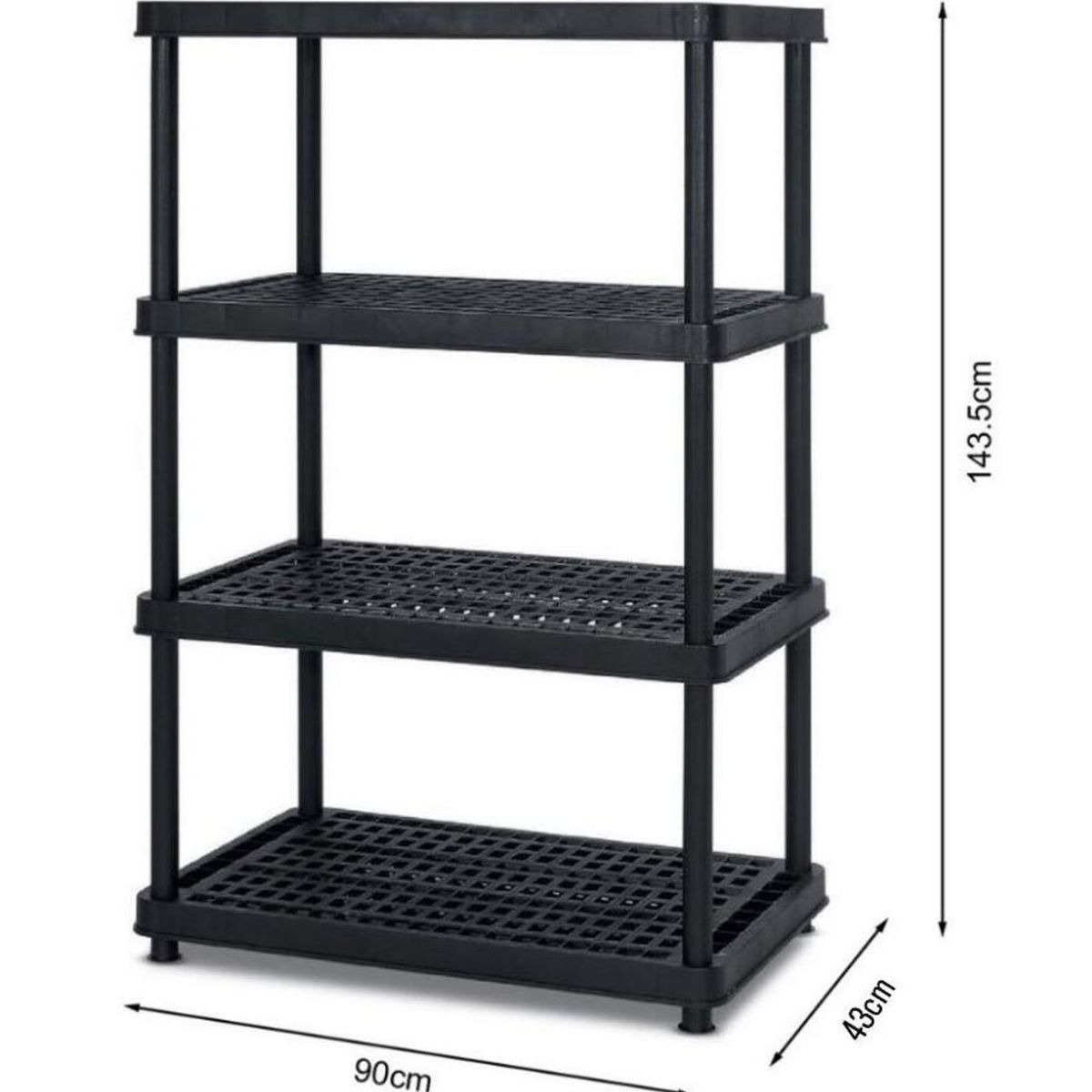 GENERICO - Estantería plástica 4 niveles 143.5x90x43 cm
