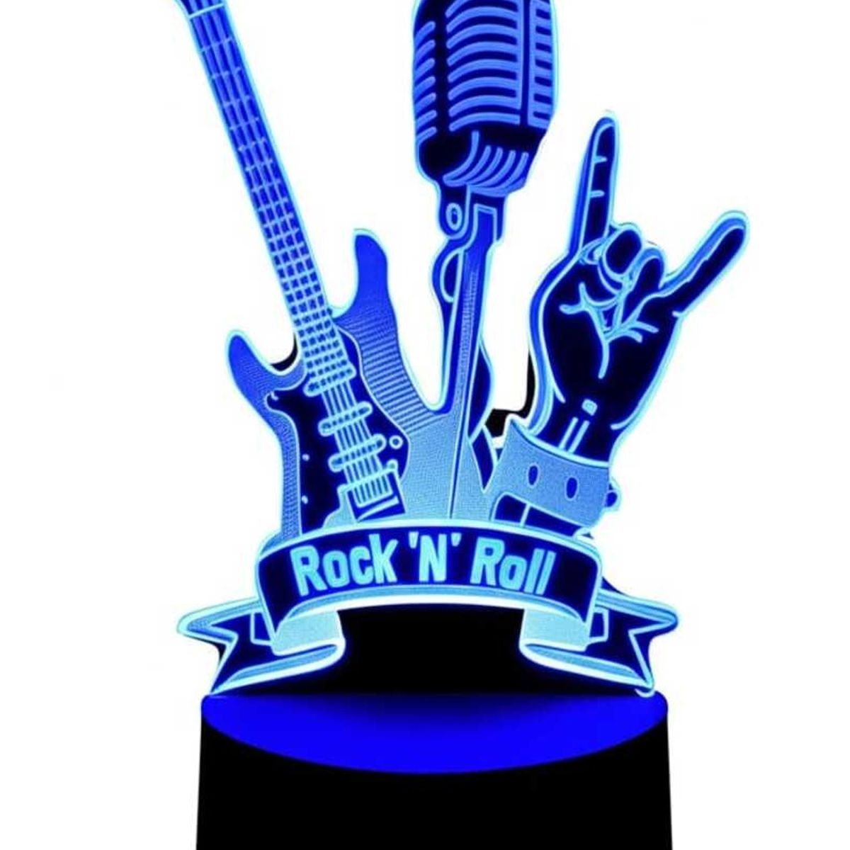 GENERICO - Lámpara Ilusión 3d Rock And Roll 7 Colores