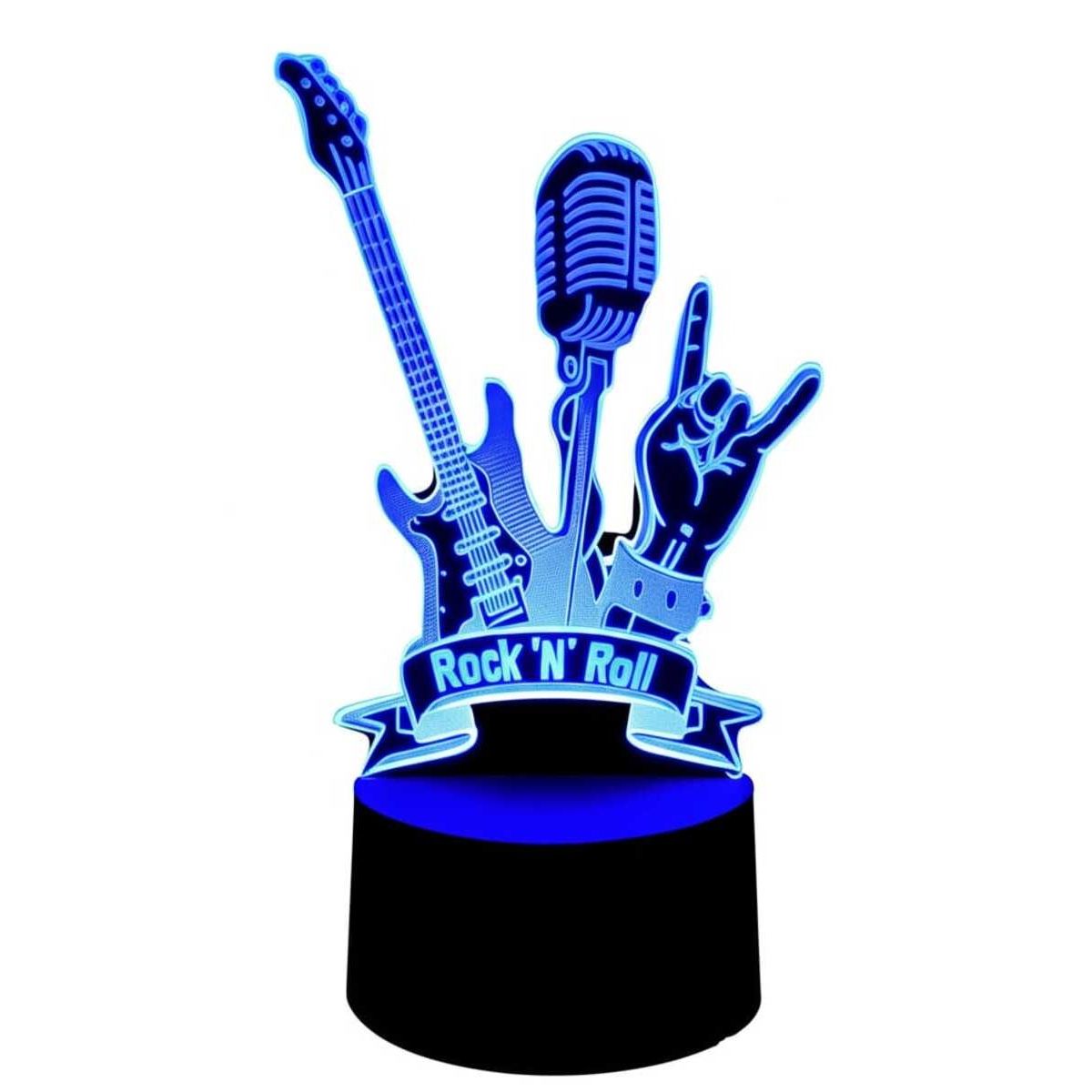 GENERICO - Lámpara Ilusión 3d Rock And Roll 7 Colores