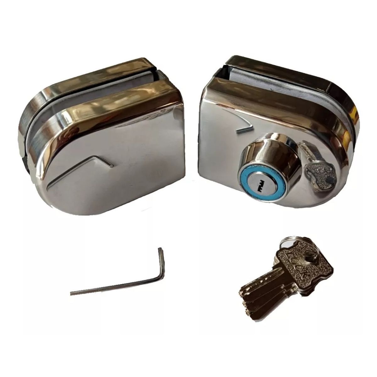 GENERICO - Cerradura Puerta Vidrio De 8 A 12mm Con Llave y Pestillo