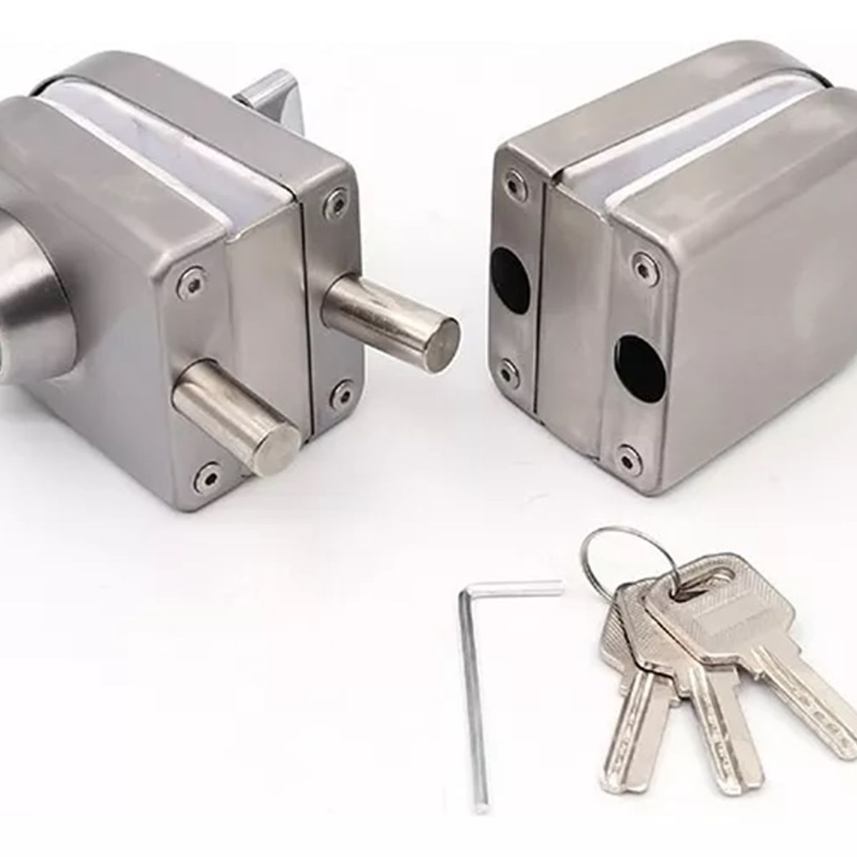 GENERICO - Cerradura Puerta Vidrio De 8 A 12mm Con Llave y Pestillo