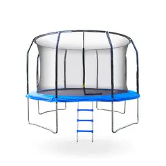 PWRFITNESS - Cama Elastica con malla y Escalera 3.66mt Azul