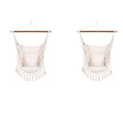GENERICO - X2 Silla Hamaca Con Soporte Madera sillón Colgante Aire Libre