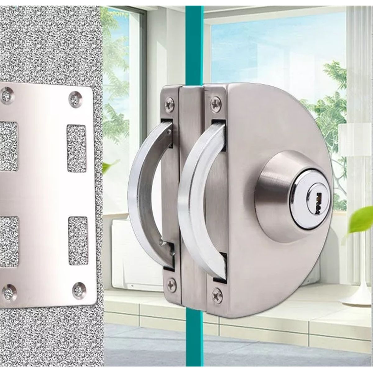 GENERICO - Cerradura Puerta Llave Pestillo Vidrio A Muro De 8 A 12 mm