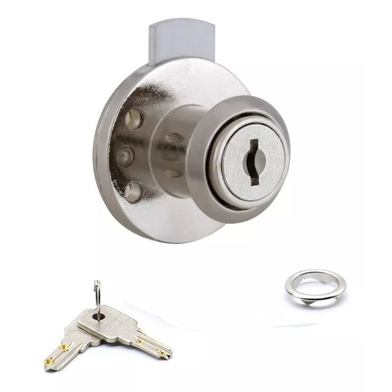 GENERICO - Cerradura O Chapa Cajón Tipo Redonda Cilindro 19 mm 1un