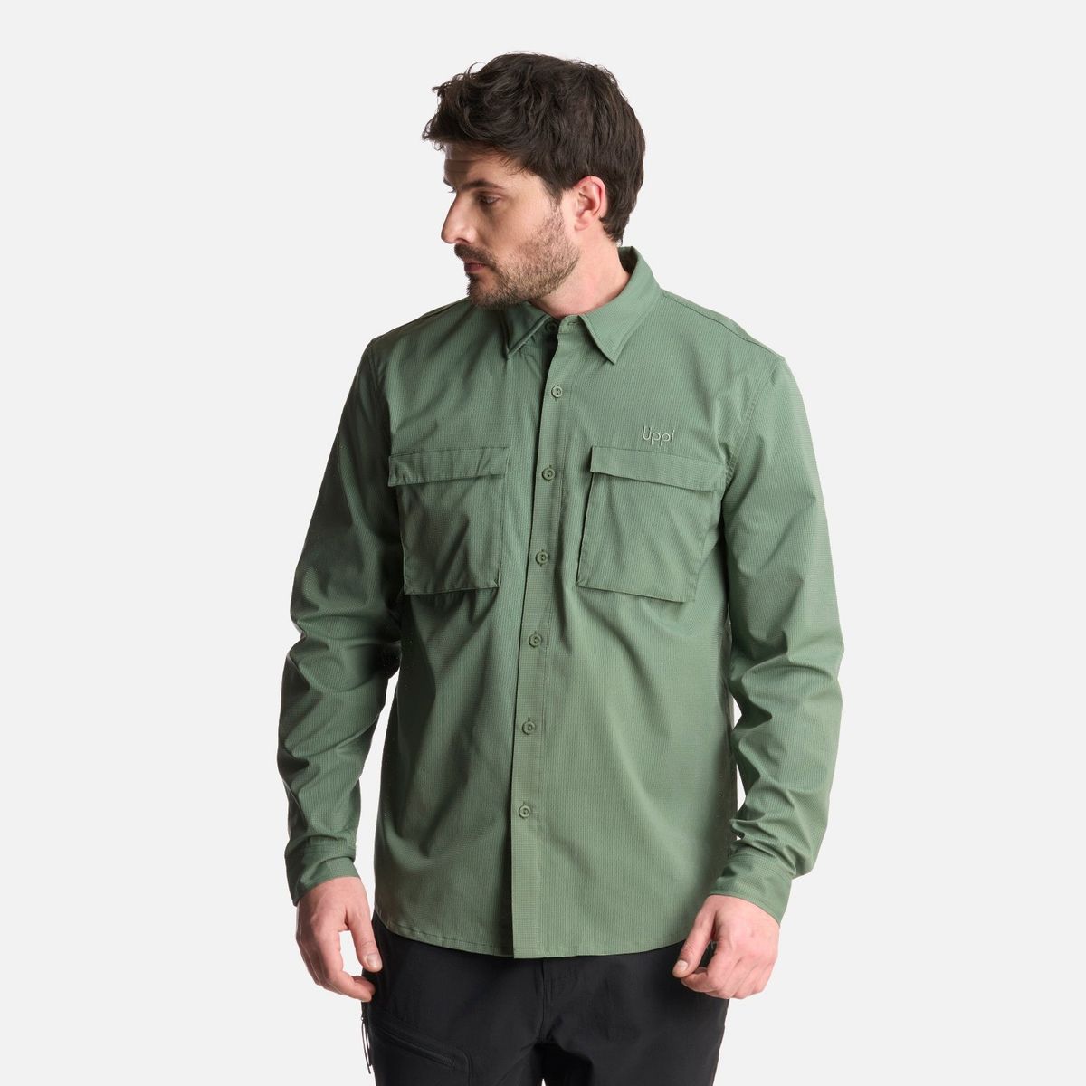 LIPPI - Camisa Hombre Rosselot Long Sleeve Q-Dry Shirt Jade Oscuro Lippi