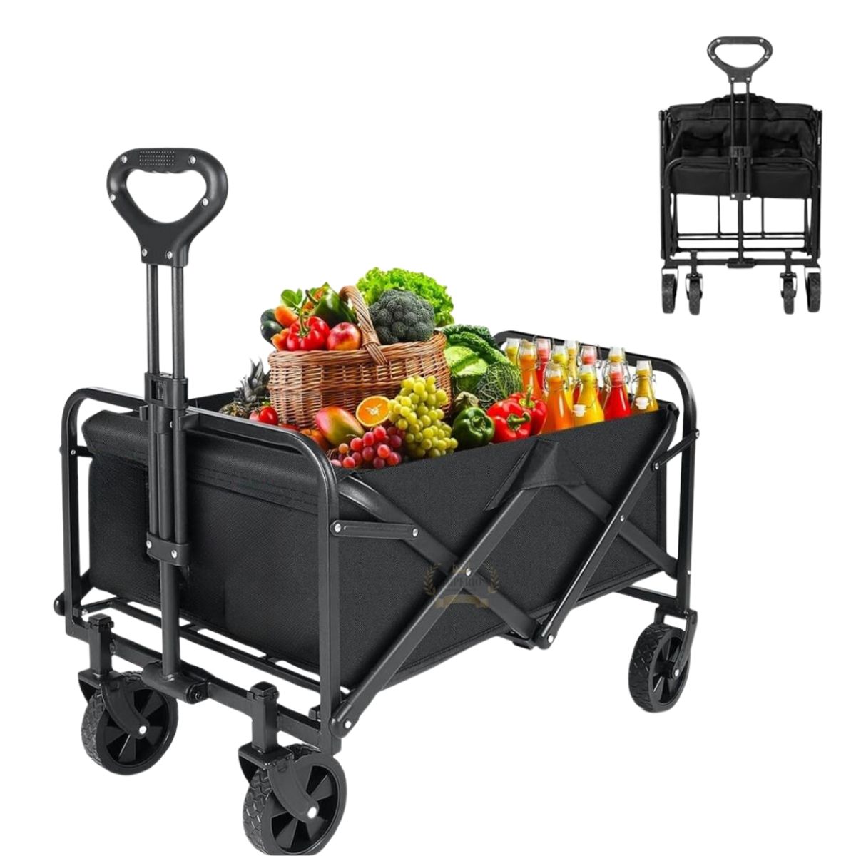 GENERICO - Carrito de compras paseo camping playa - Carro de arraste Negro