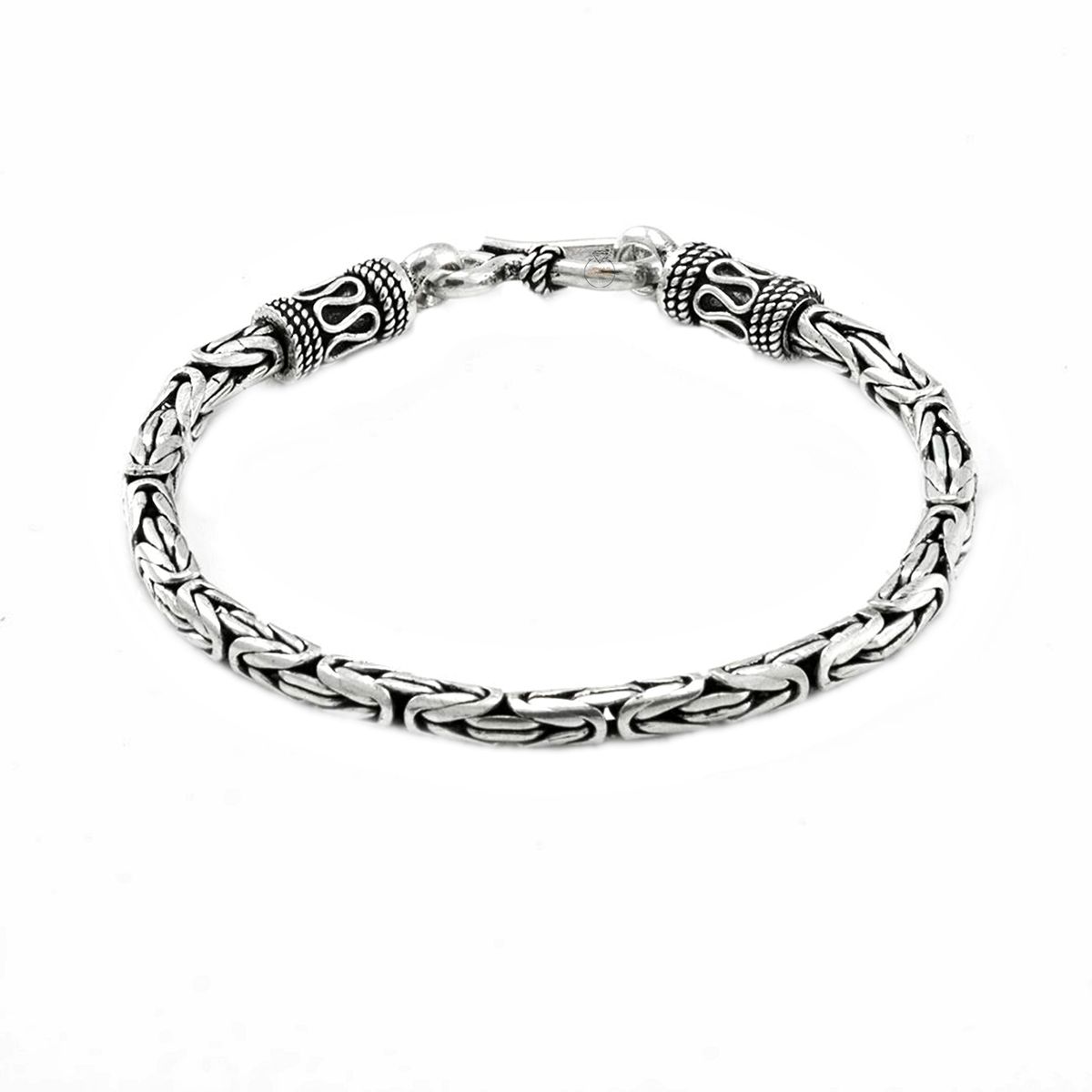 JOYAS MYTOKE - Pulsera Plata Envejecida 925 Bizantina Camino Inca Hombre