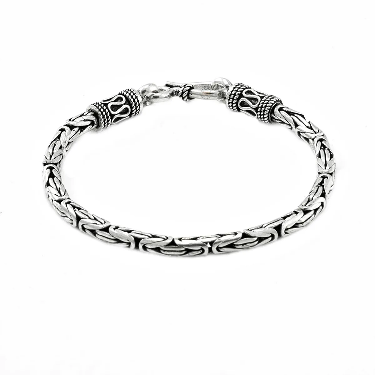 JOYAS MYTOKE - Pulsera Plata Envejecida 925 Bizantina Camino Inca Hombre