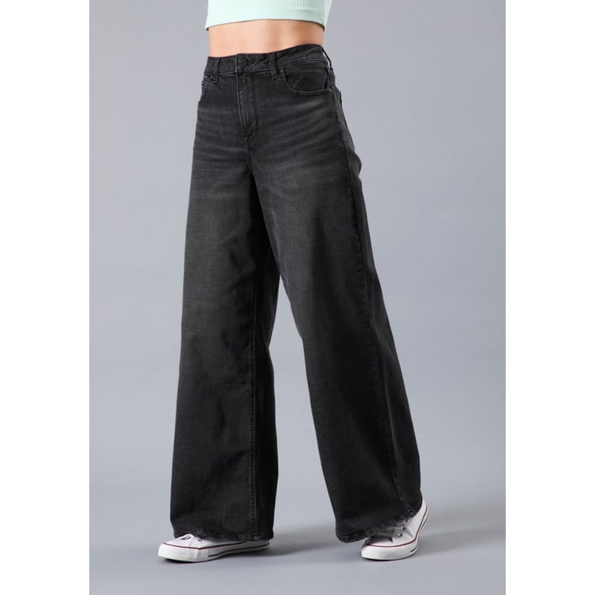 LEE - Jeans Drew Loose Fit Tiro Alto Negro