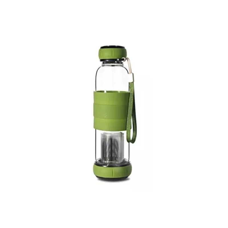 GENERICO - Botella De Vidrio 600 Cc Té Infusión + Funda Verde