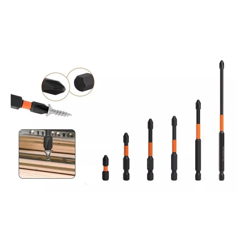GENERICO - Puntas Phillips Ph2 Magnetica Diferentes Medidas S2 Set 6pcs