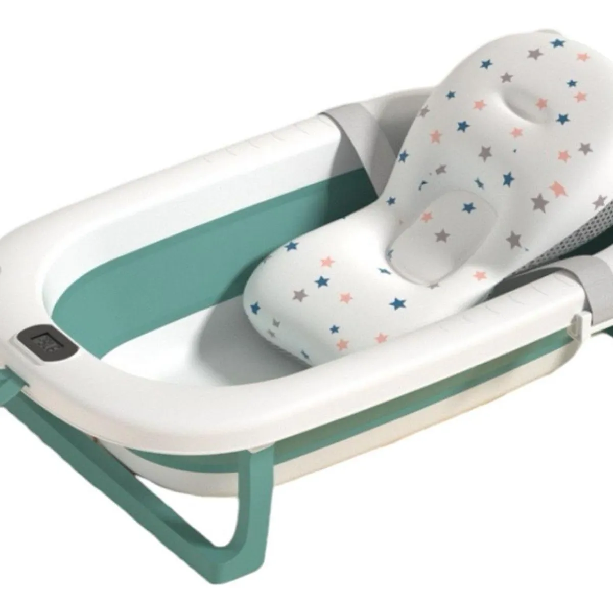 JAGIMA - Tina Bañera Plegable Bebé + Malla  + Termómetro - Jagima - Verde