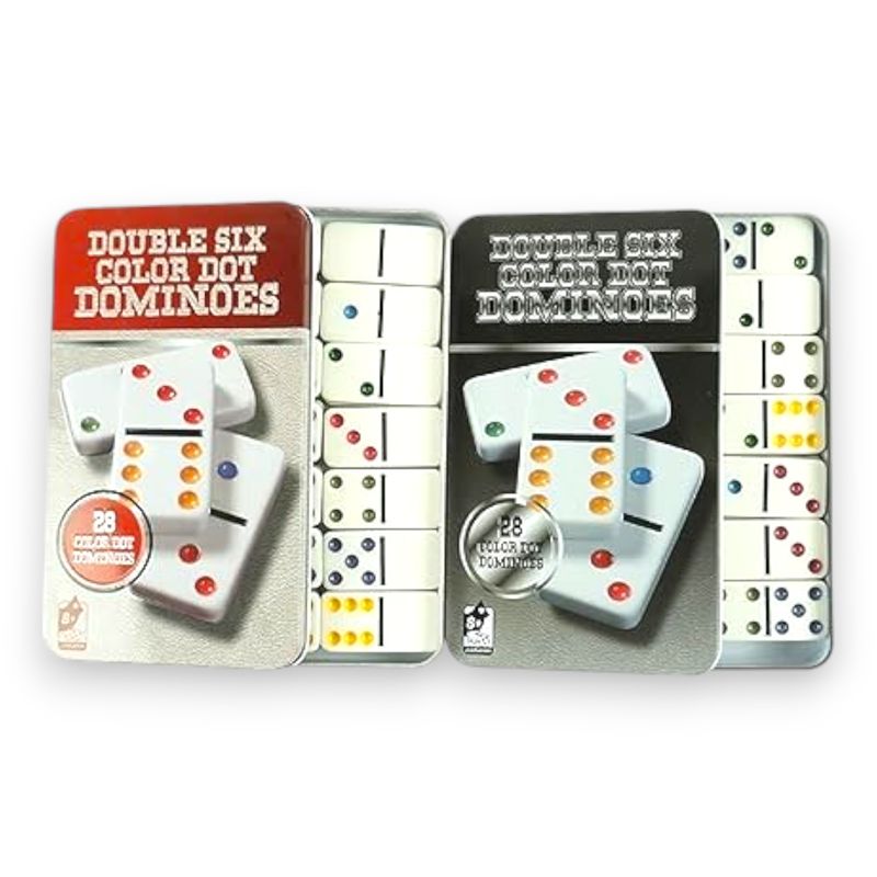 GENERICO - Juego Domino En Caja Metálica 28 Fichas Color