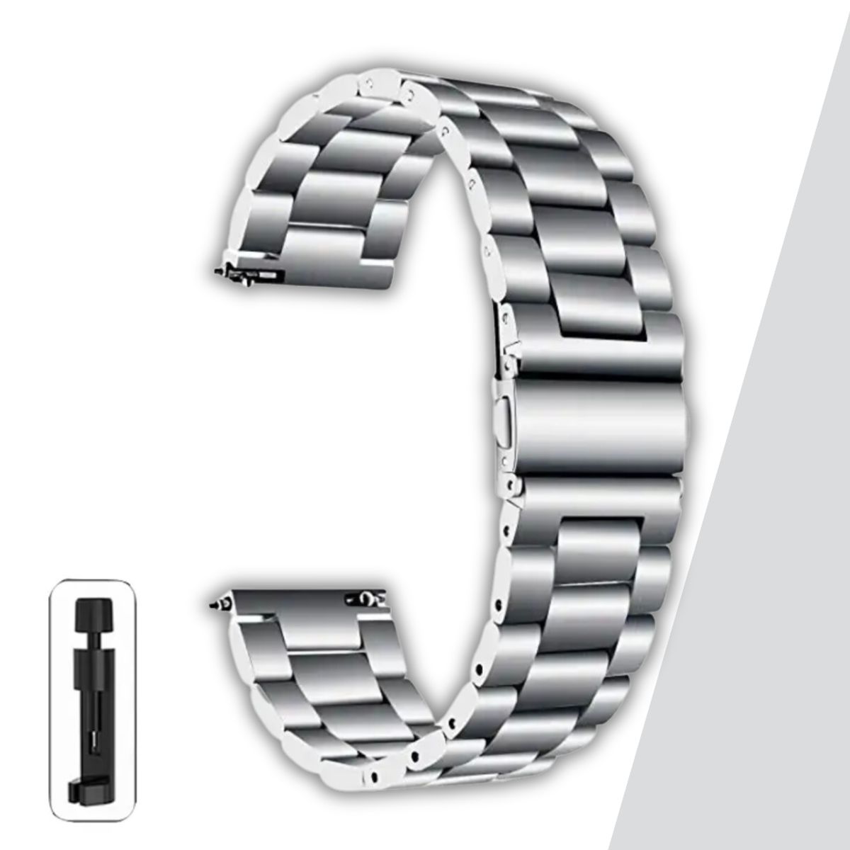 GENERICO - Correa Acero Eslabón Compatible Samsung Huawei Otros 20-22MM