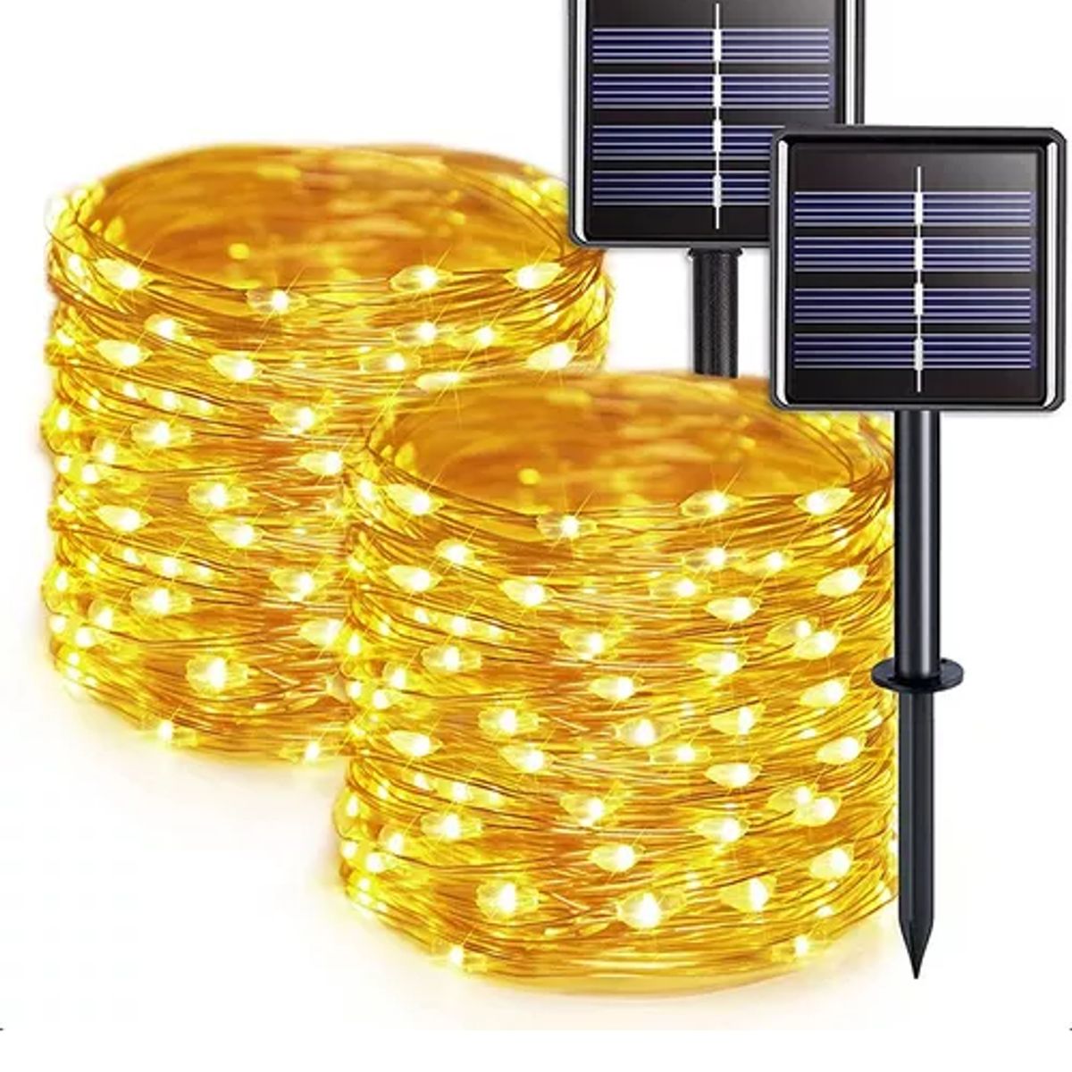 GENERICO - Guirnalda Solar Alambre Hada Led Navideño Pack 2 X20m Cálida
